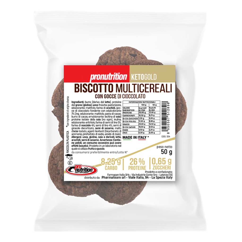 PRO NUTRITION BISCOTTO MULTICEREALI CON GOCCE DI CIOCCOLATO 50 GR