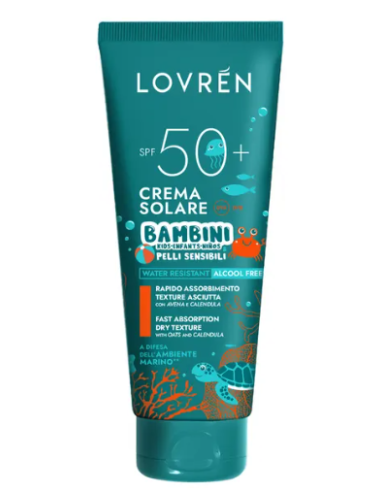 LOVREN CREMA SOLARE VISO E CORPO SPF50+ BAMBINI – PROTEZIONE ALTA PER PELLI SENS