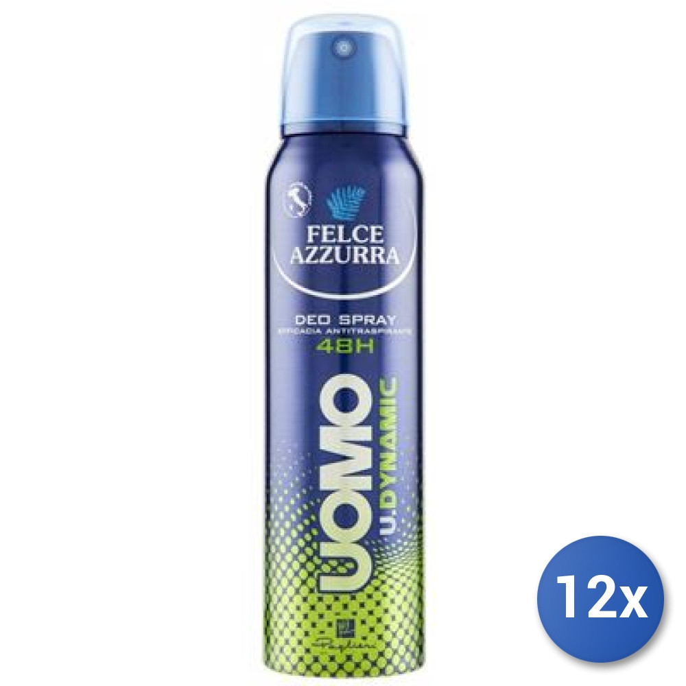 12x Bundle Felce Azzurra Deodorante Spray 150 Ml. Power Sport Uomo