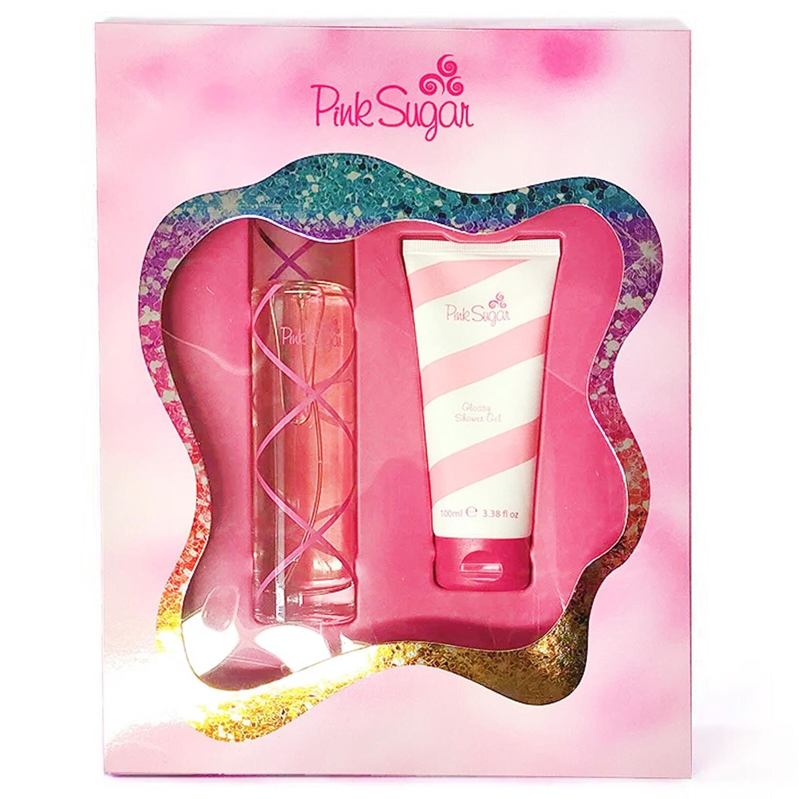 AQUOLINA COFANETTO PINK SUGAR CON PROFUMO EDT 100ML E GLOSSY SHOWER GEL 100ML