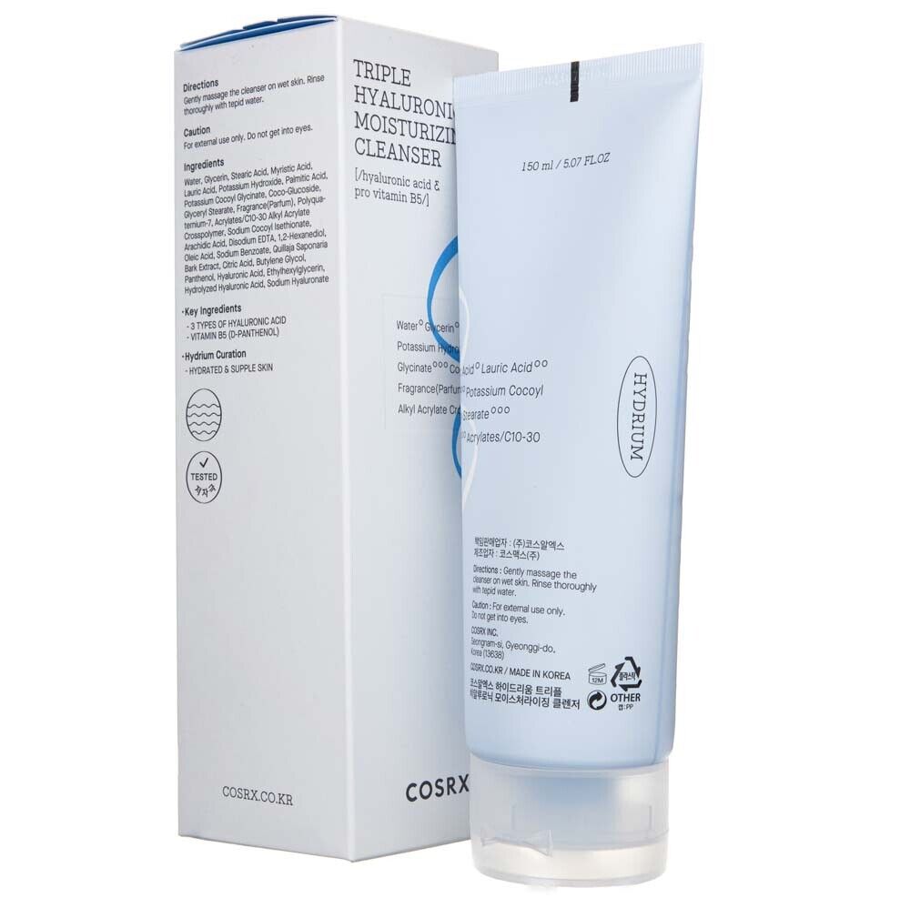 COSRX Hydrium Triple Hyaluronic Moisture Cleanser con Acido Ialuronico, 150 ml