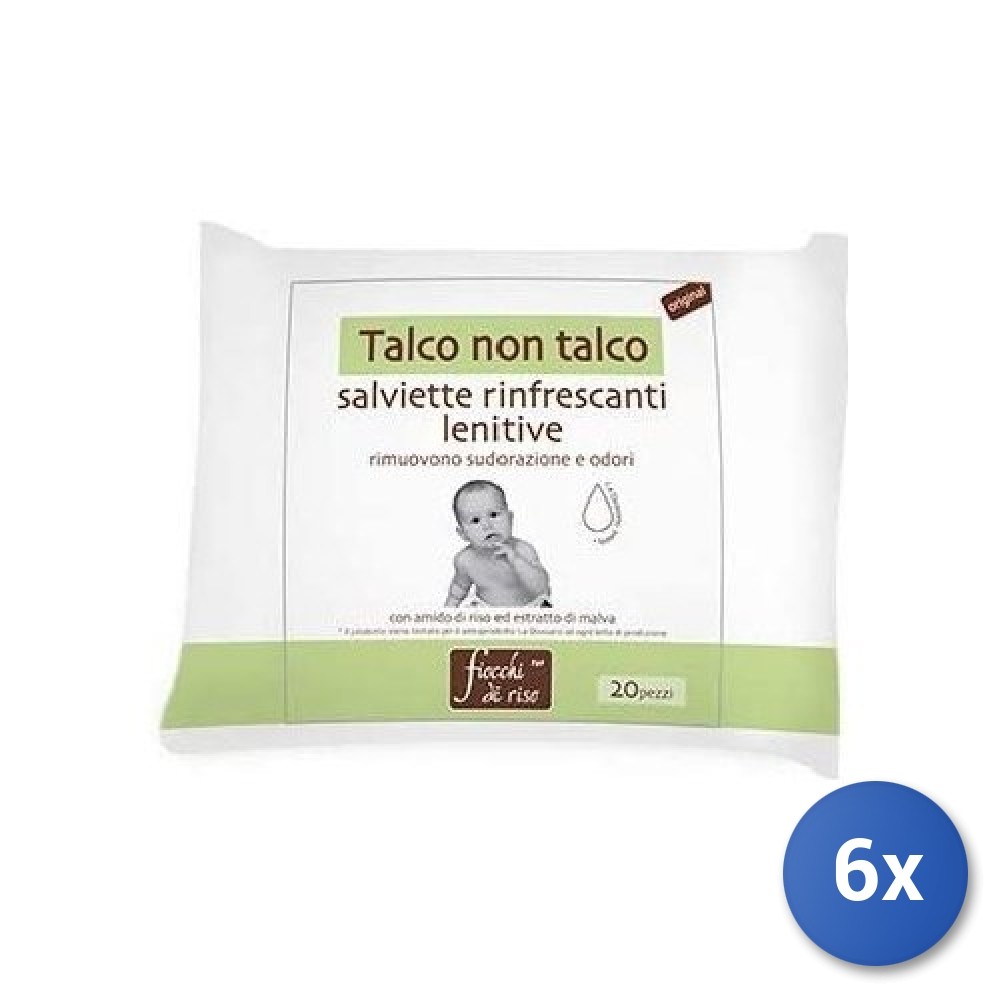 6x Detergente bimbo Fiocchi di Riso 95102 Salviette Talco Non Talco 20 pz