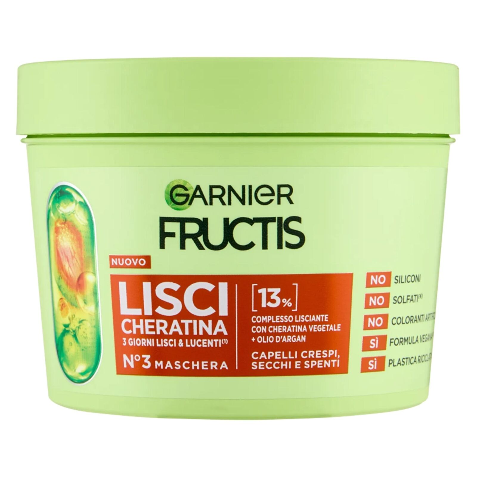 GARNIER FRUCTIS MASCHERA LISCI CHERATINA 370ML PER CAPELLI CRESPI E SECCHI