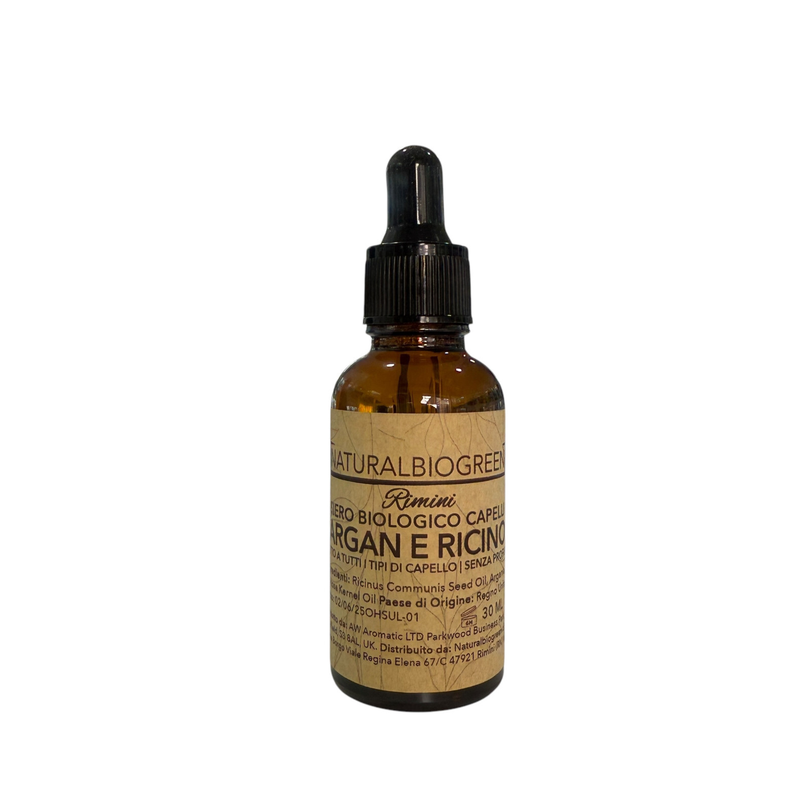 Naturalbiogreen Siero Biologico per Capelli Argan e Ricino Senza Profumo 30 ml