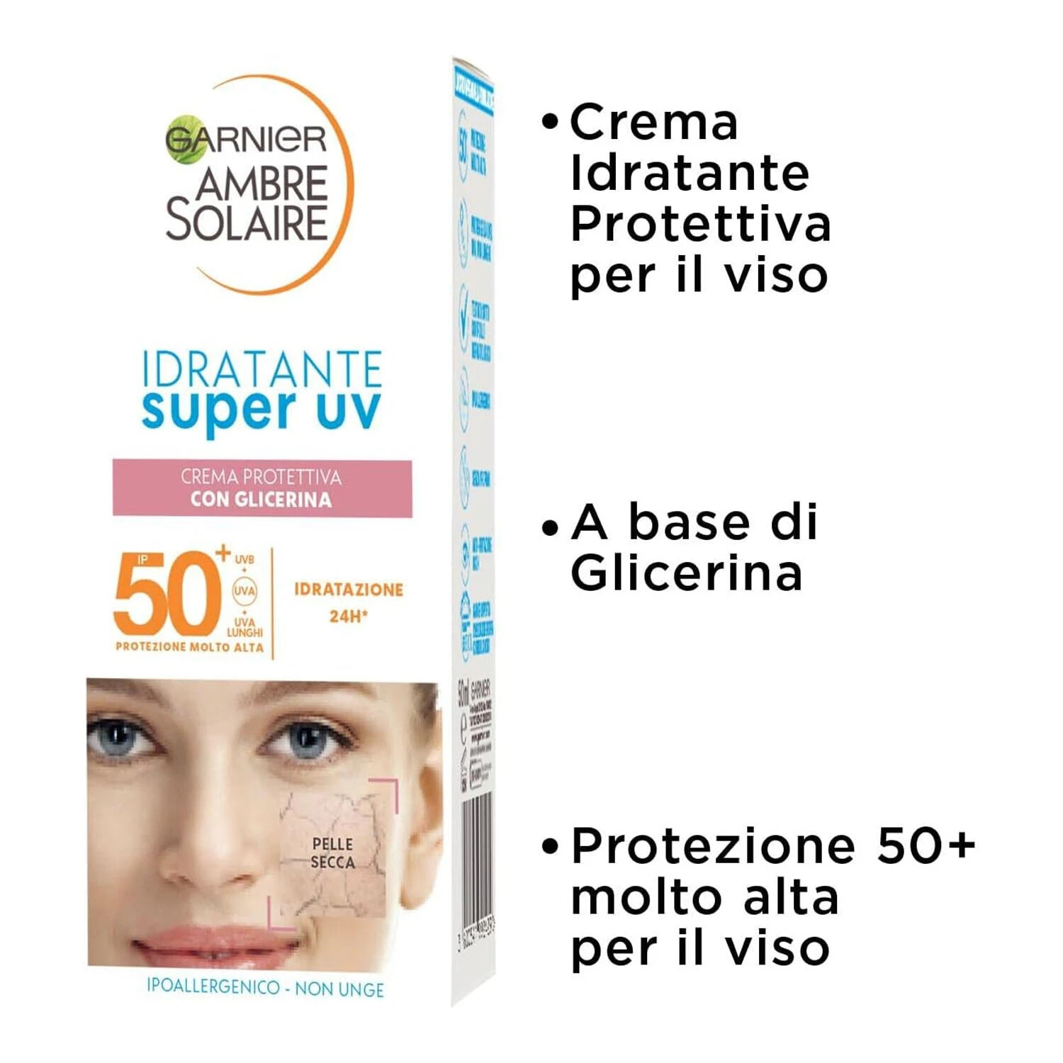 Garnier Ambre Solaire Super UV Fluido Viso SPF 50+ Anti-Macchie & Anti-Età
