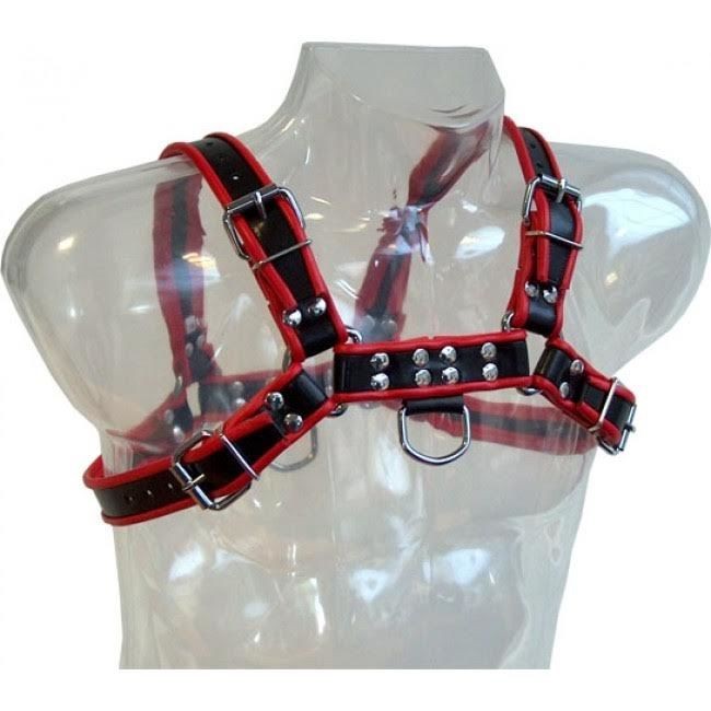 LEATHER BODY - CHAIN HARNESS III BLACK  RED