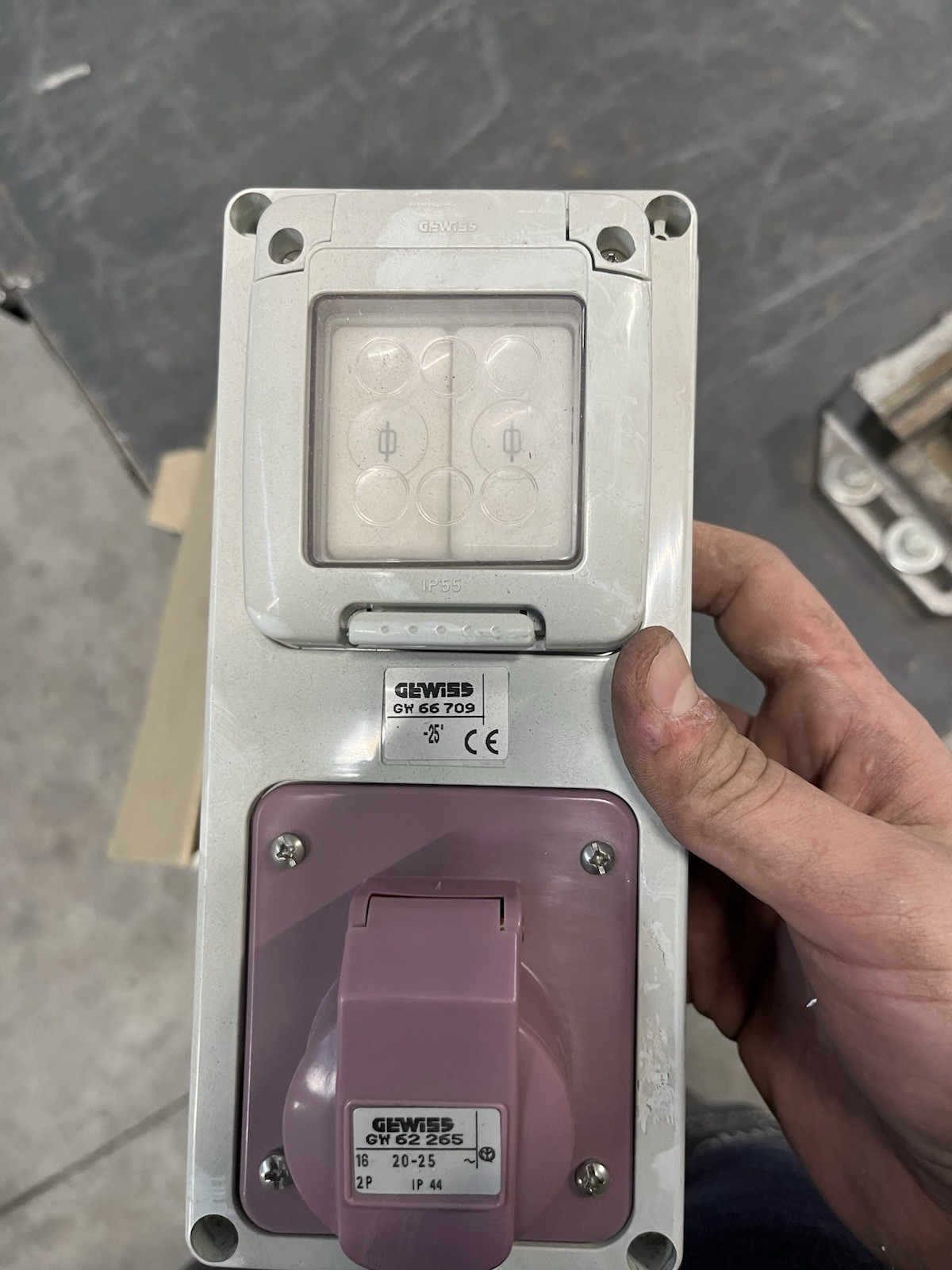 PRESA 24 Volt 16 Ampere VIOLA 2 POLI da pannello Gewiss com palpebra protettiva