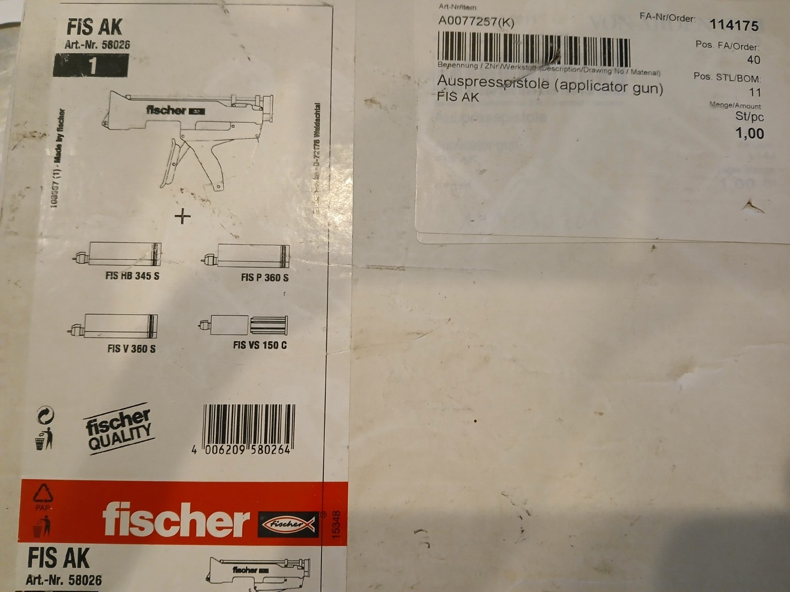 Pistola Per Cartucce FIS AM, Pistola Applicatrice Robusta 58026 Fischer