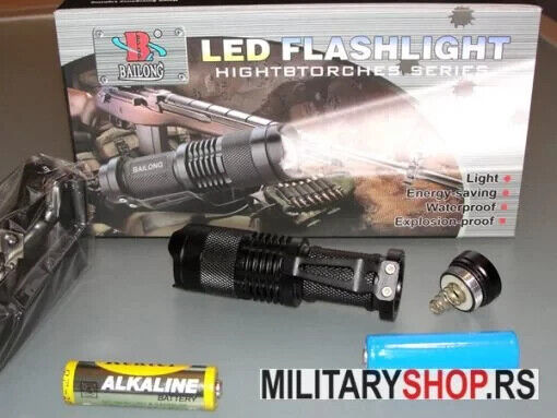 Torcia LED Tattica, Resistente agli Urti, Potente, Nera