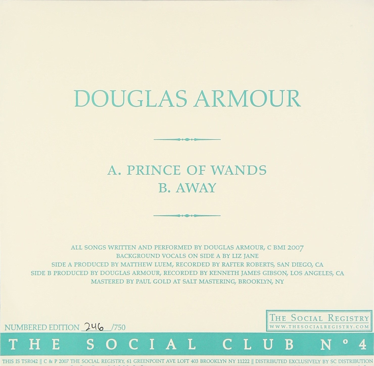 Douglas Armour The Social Club No.4 (Vinyl LP)