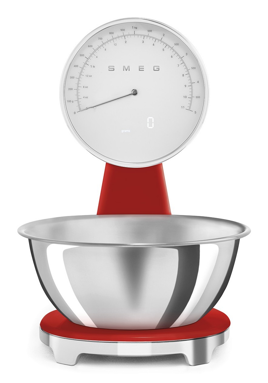 Smeg KSF01RDWW bilancia da cucina Cromo, Rosso Superficie piana Bilancia da cuci