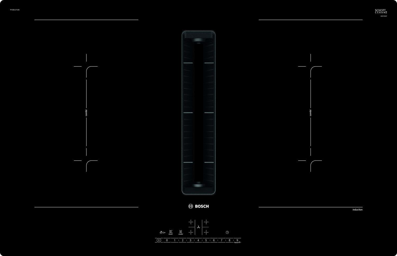 Bosch Piano cottura Induzione da Incasso 4 Fuochi 80 cm Nero PVQ811F15E Serie 6
