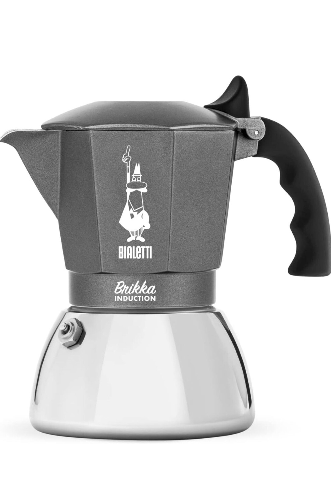 BIALETTI CAFFETTIERA 4 TZ BRIKKA INDUCTION Grigio e Cromo lucido