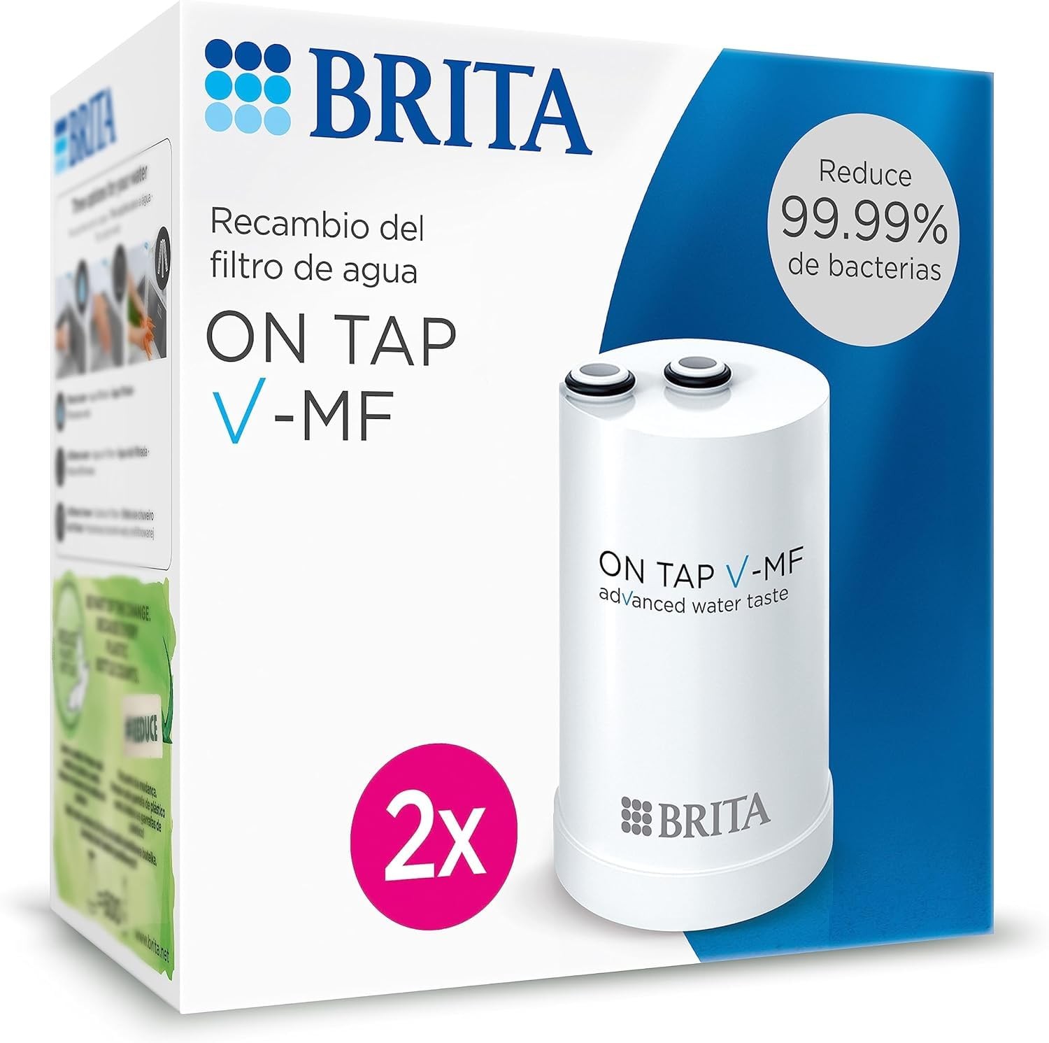 BRITA On Tap HF Pack 2, due cartucce filtranti acqua, ricambio filtro acqua comp