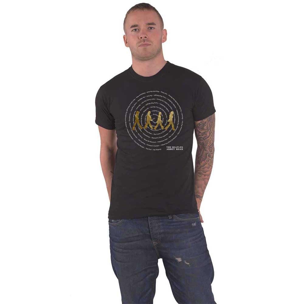 The Beatles Men's Tee: Abbey Road Songs Swirl T-Shirt XXL Black (Black Black)