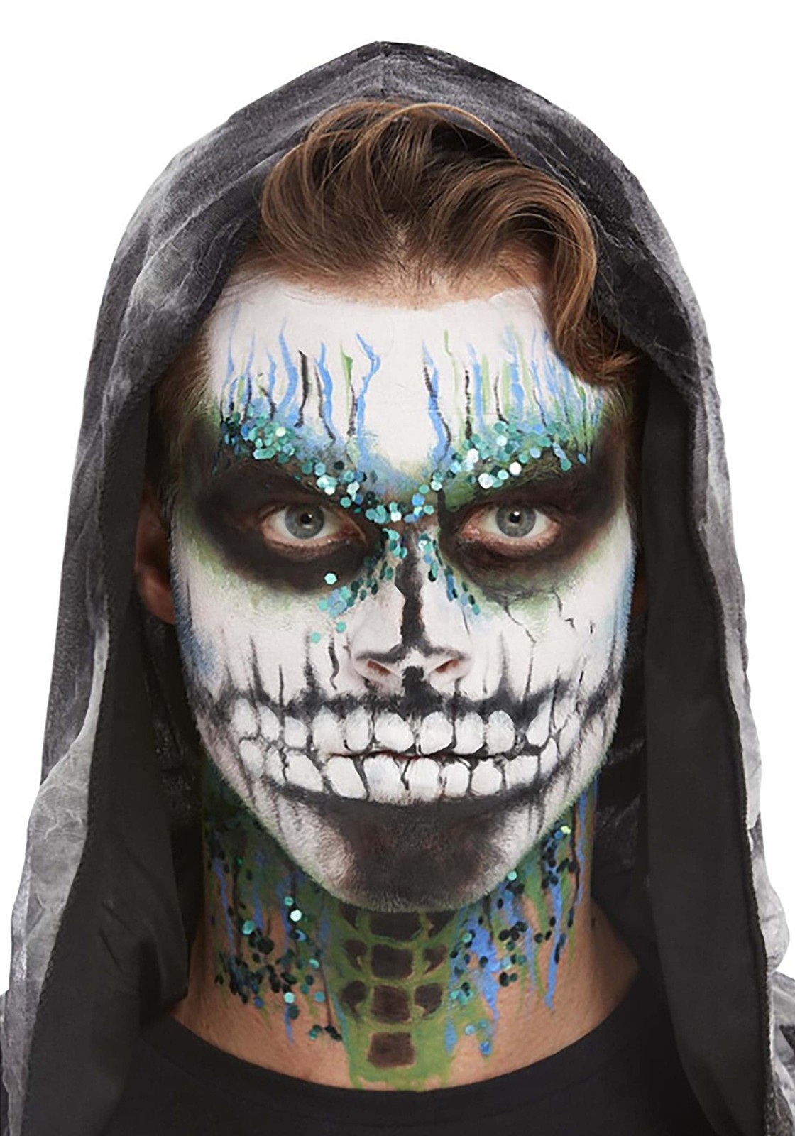Smiffys Smiffys Make-Up FX, Deluxe GID Skeleton Kit, Aqua