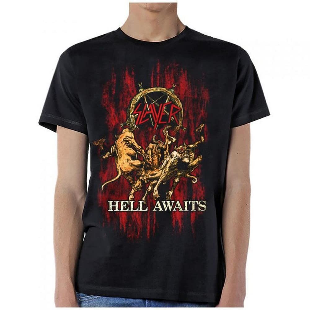 Global Slayer Hell Awaits Blood Men's Black T-Shirt XXL Black