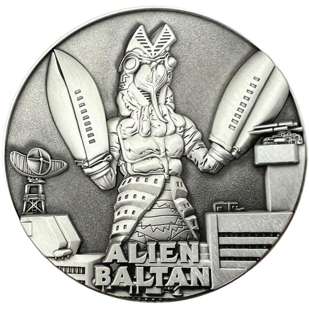 Ultraman Alien Baltan - Large Collectible Display Coin, Includes Stand, 3D Dual-