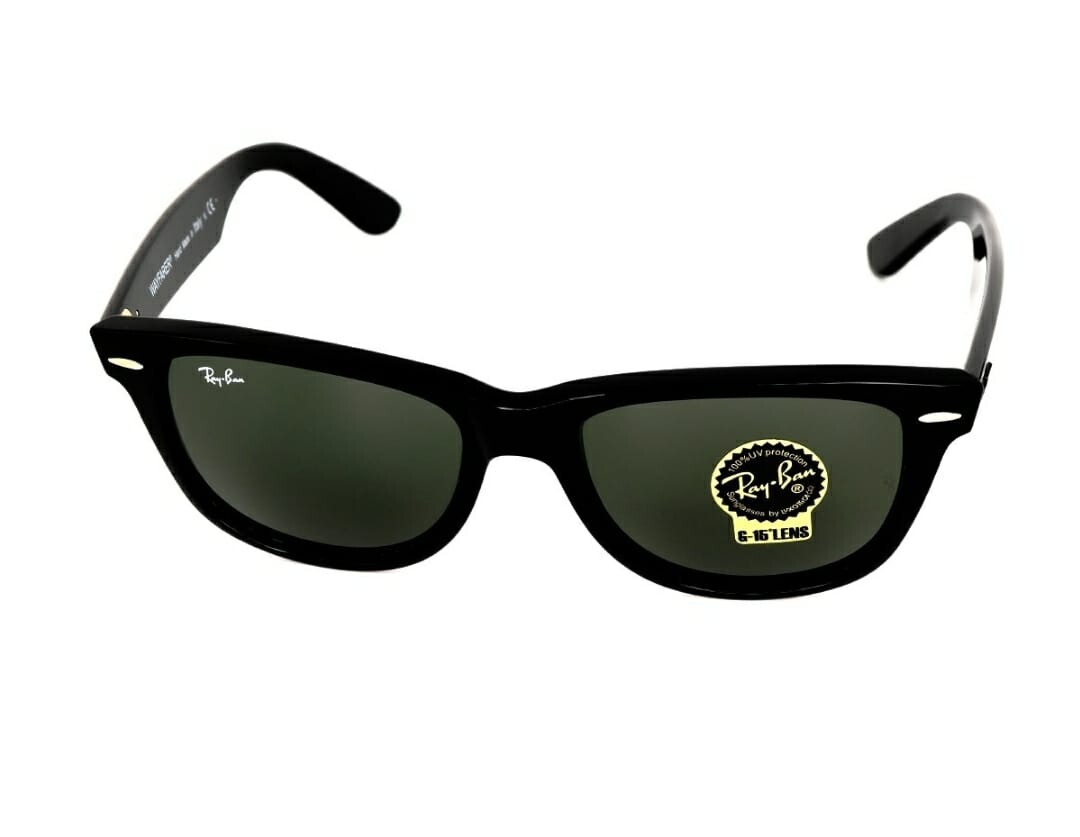 Ray-Ban Wayfarer RB2140 901 50 Occhiali da Sole - Nero/Verde