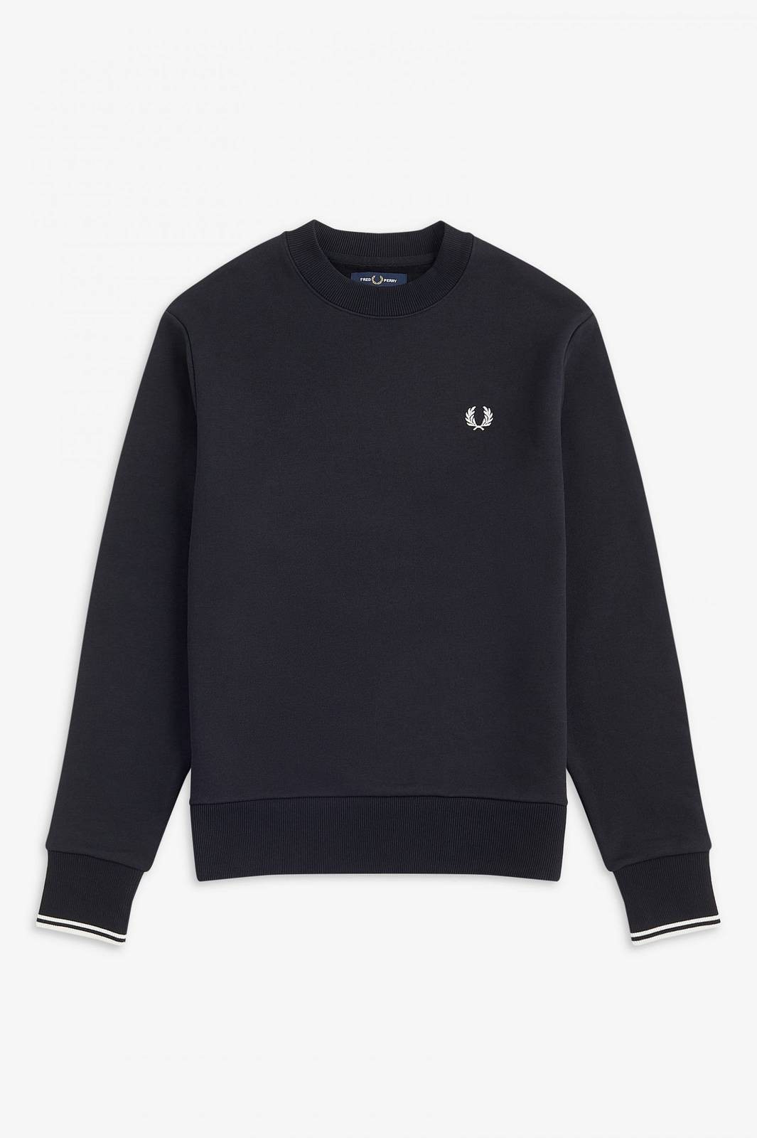 Fred Perry Felpa Girocollo Misto Cotone Nero - Taglia XL Abbigliamento Uomo
