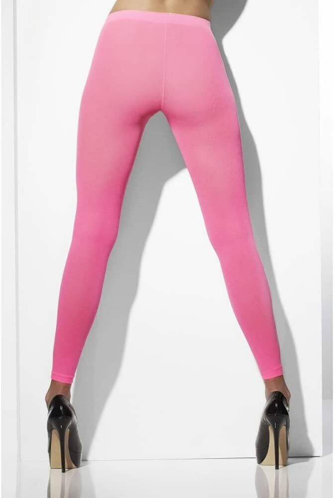 Nuovo Collant Opachi Senza Piedi Rosa Fluo Legging Costume Abito Carnevale
