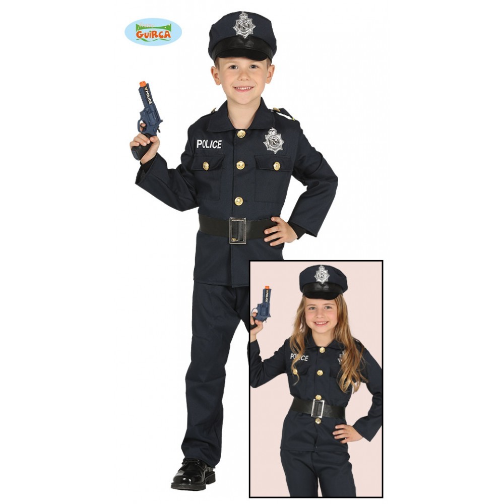 Poliziotto Costume Bimbo/Bimba 3/4 Anni Carnevale Agente Polizia Bimba Costumi U