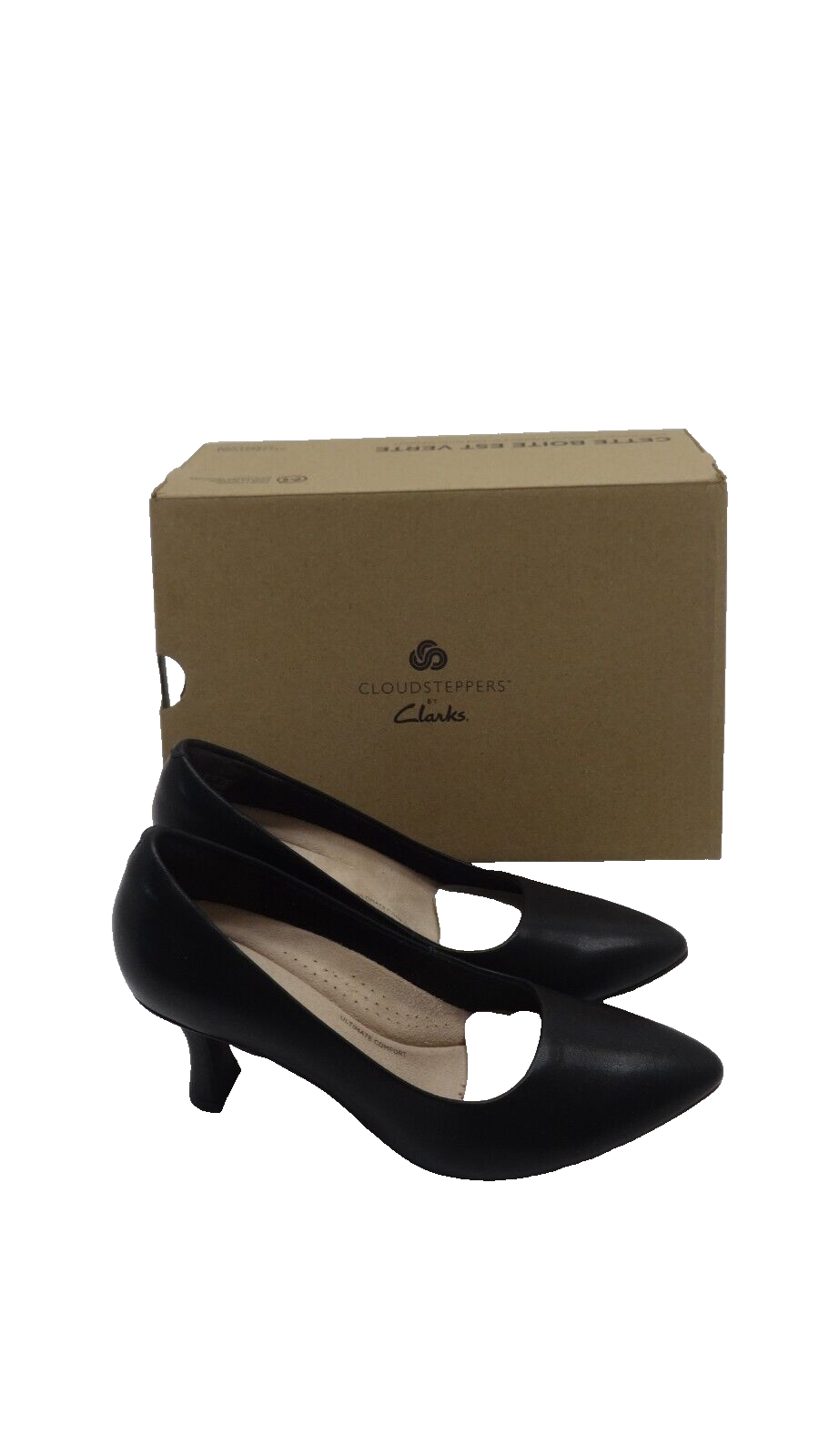 Nwb Clarks Kataleyna Gemma Donna Nero Pelle Pompe 2.5 " Tacco Misura 8