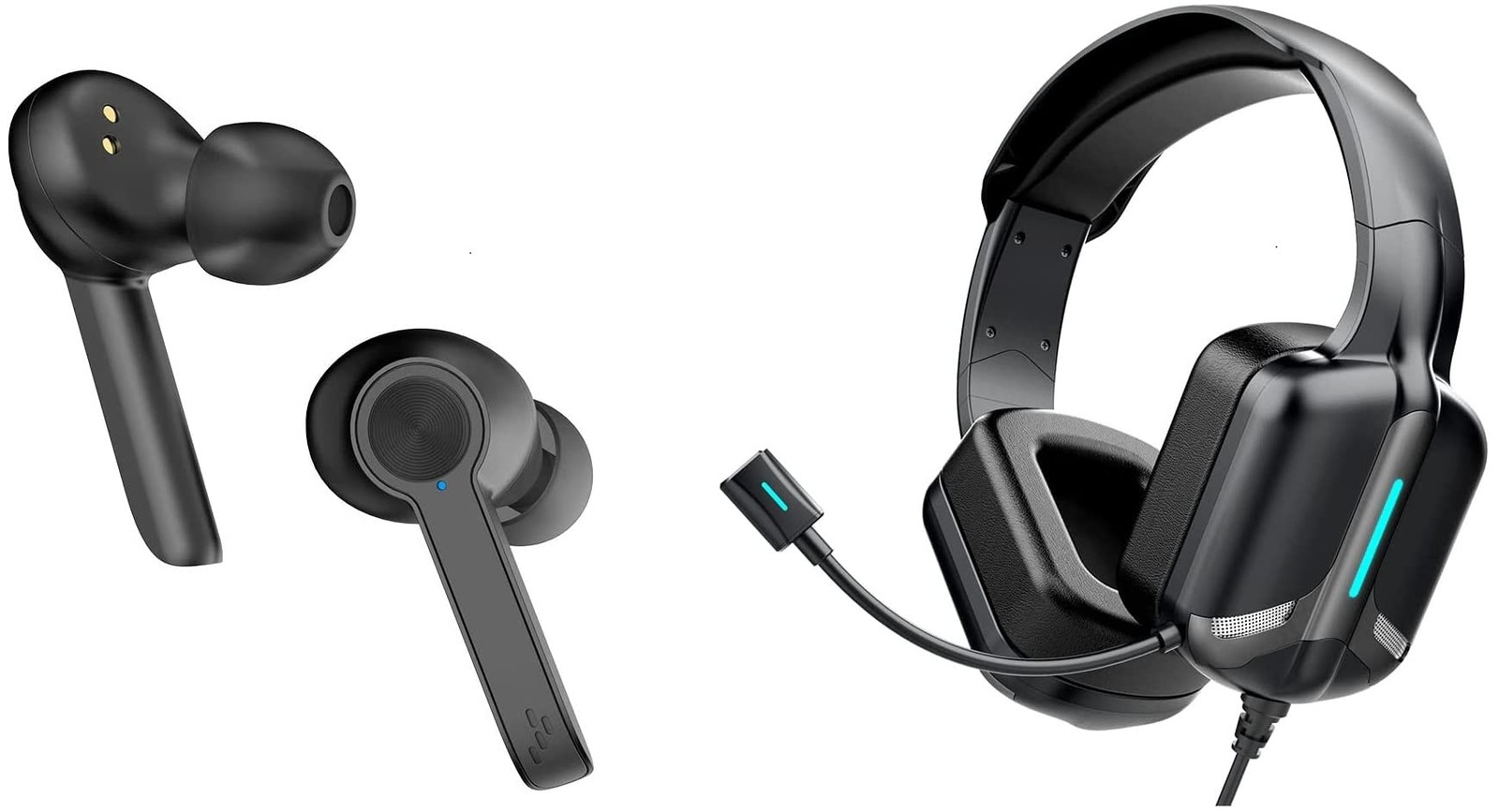 Wave Audio On The Go & Play Headphone Bundle (ANC TWS Pro Earbuds & Pro Gaming H