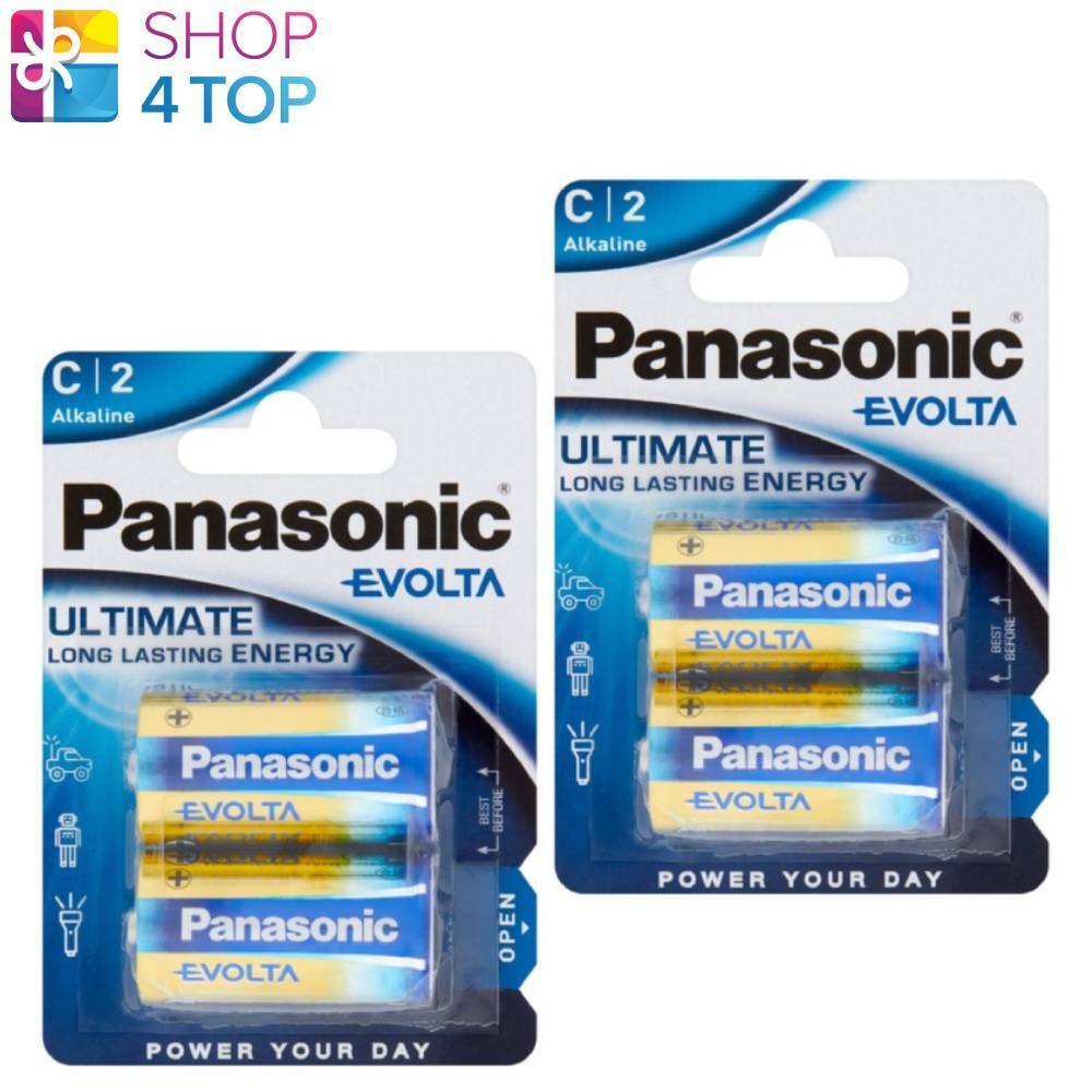 4 Panasonic Evolta C Batteries Alkaline Ultimate Long Lasting Energy 2Bl 2030
