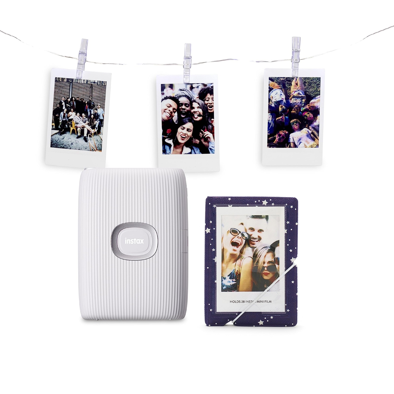 instax Fujifilm mini Link 2 Smartphoneprinter Bundel, Clay White Limited Edition