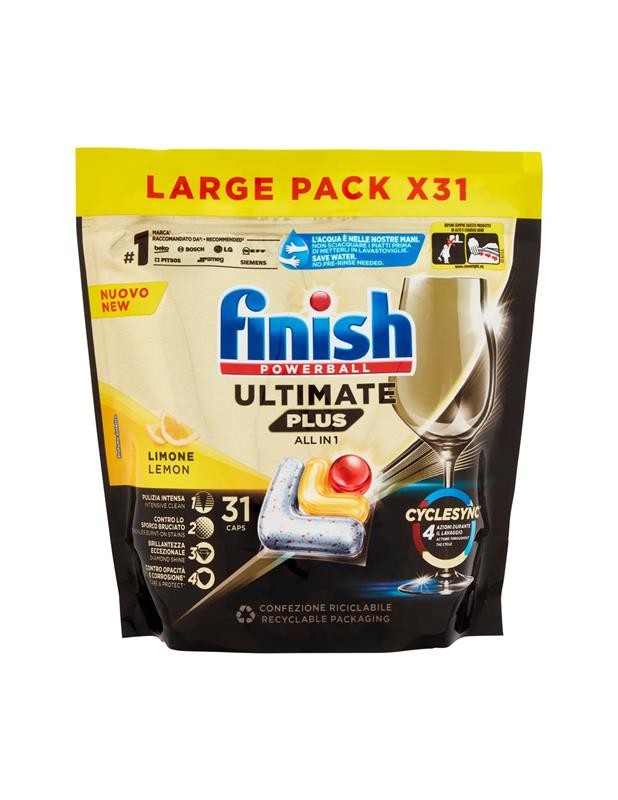 FINISH POWERBALL ULTIMATE PLUS LAVASTOVIGLIE LIMONE 31 CAPSULE