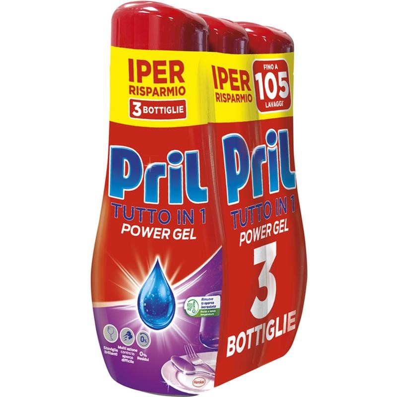 PRIL TUTTO IN 1 POWER GEL MULTIAZIONE 105 LAVAGGI 3X630 ML SENZA RESIDUI
