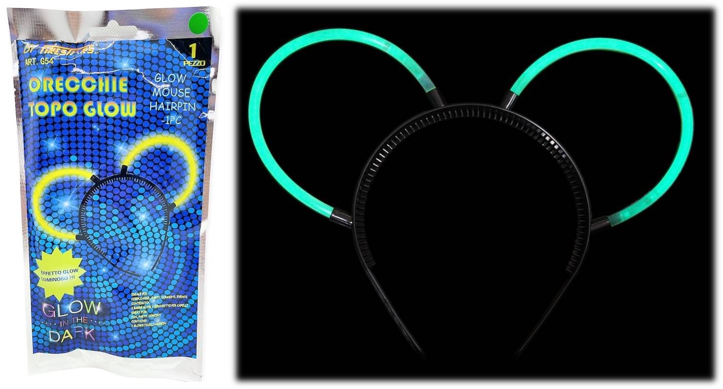 Cerchietto con orecchie Glow in the dark - Colori assortiti