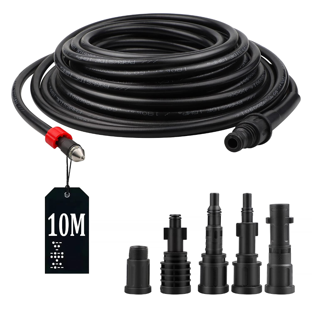 SWAWIS Sonda Sturatubi per Idropulitrice 10M 180bar Tubo Idropulitrice con 5 Ada