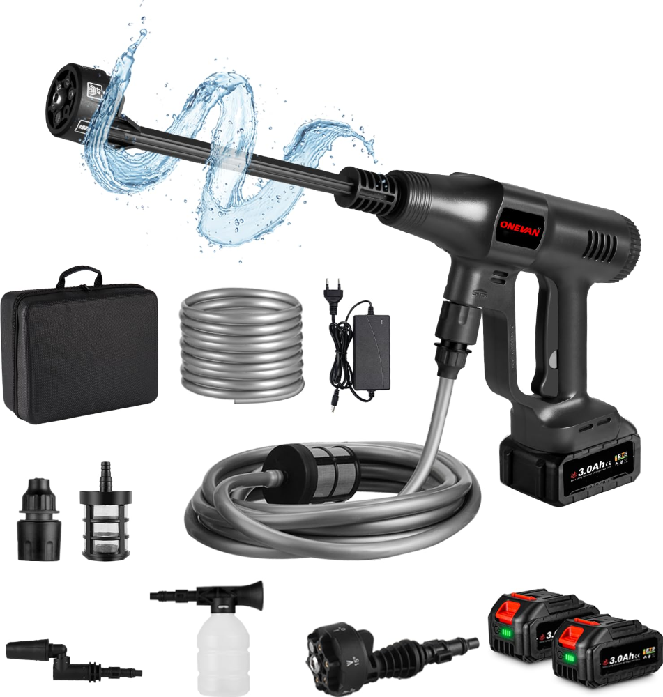 ONEVAN idropulitrice a batteria 40bar, pistola idropulitrice portatile con 6-in-
