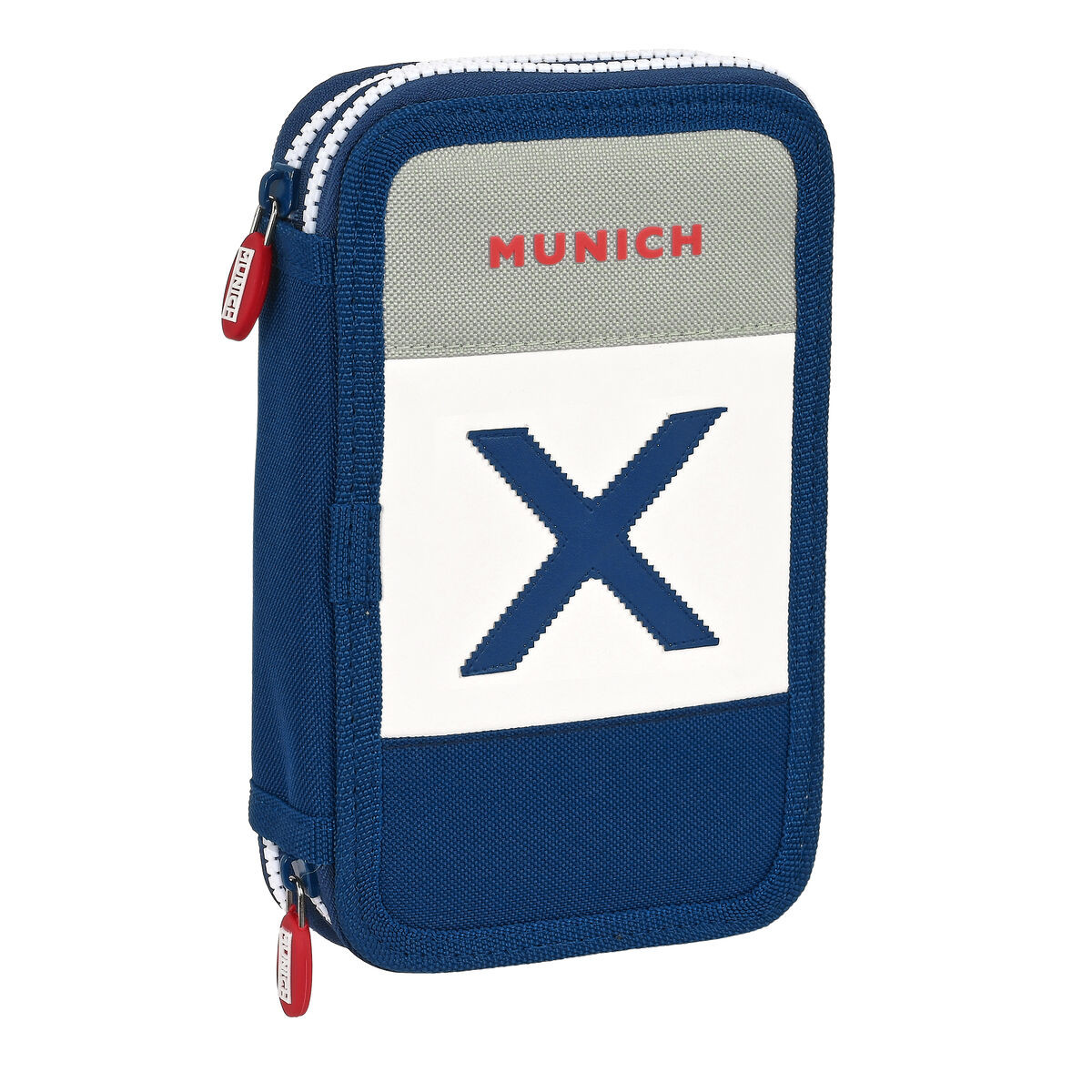 Astuccio per la Scuola con Accessori Munich College Grigio 12.5 x 19.5 x 4 cm