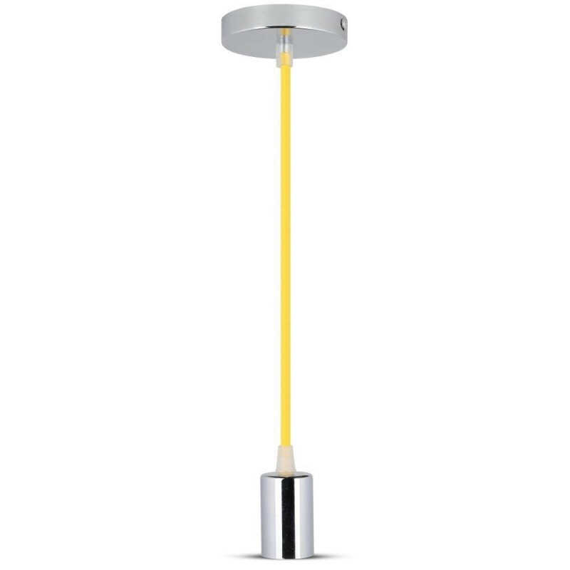 Chrome Metal Cup Pendant Light Yellow