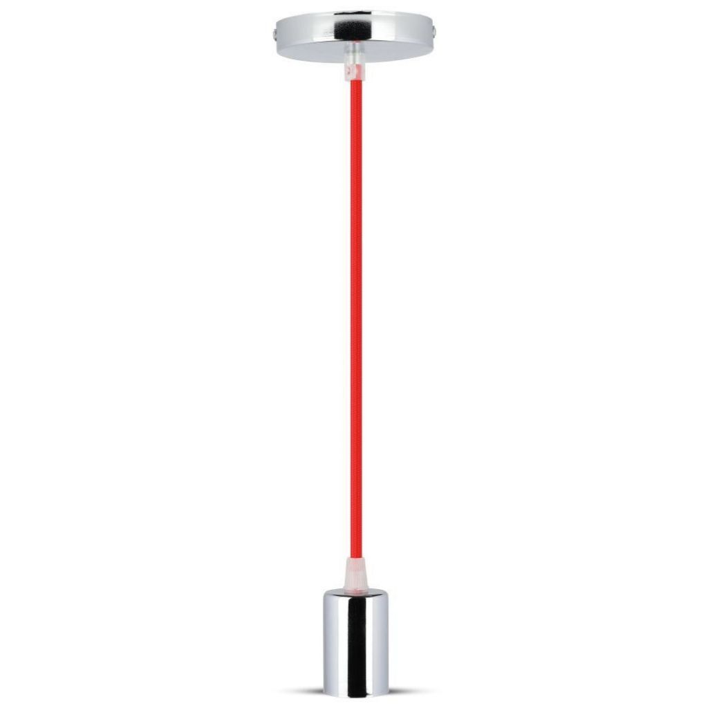Chrome Metal Cup Pendant Light Red
