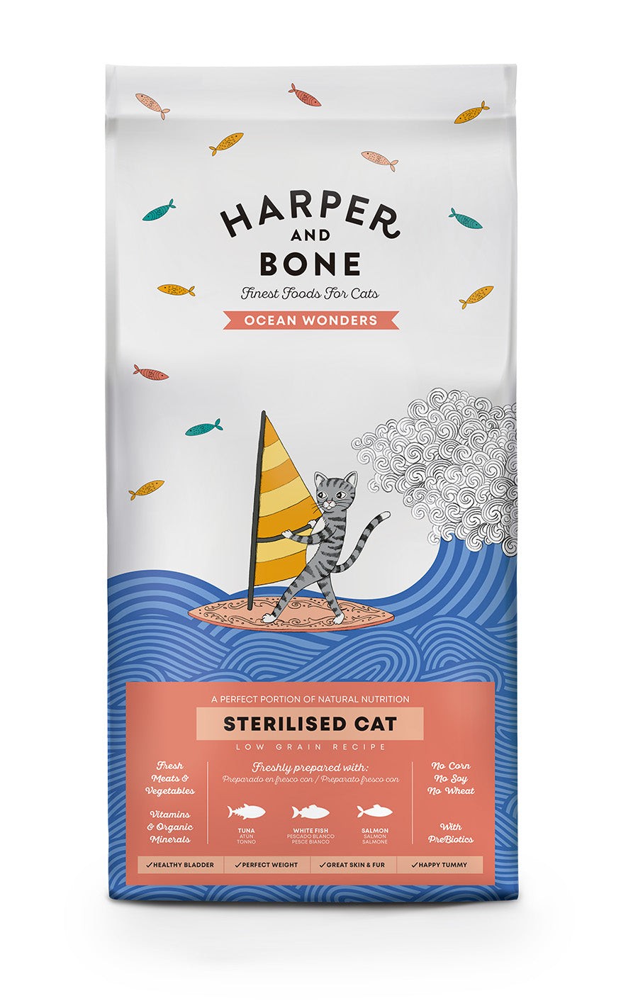 Crocchette per gatti sterilizzati - Tonno, pesce bianco e salmone - 2kg
