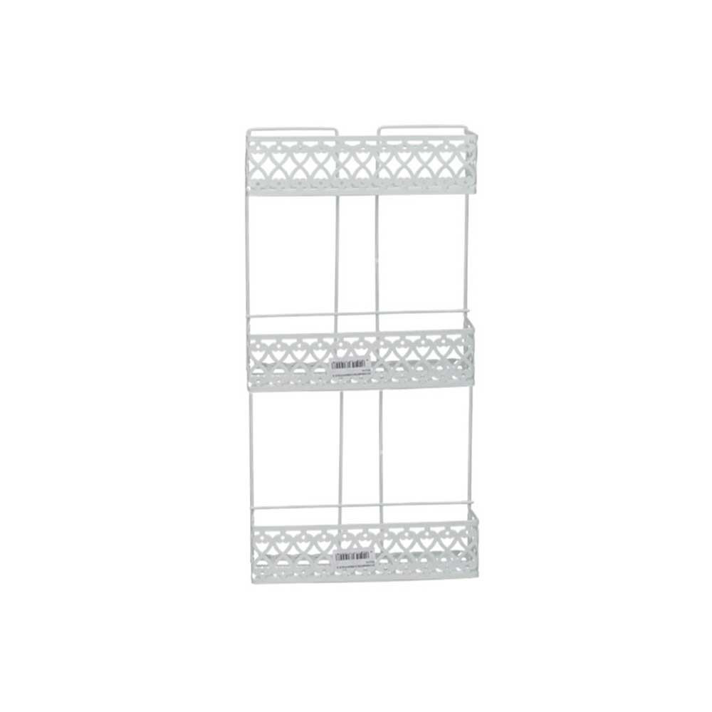 Maca Porta Cosmesi Frontale A 3 Piani In Ferro Colore Bianco 30X10X50H Cm