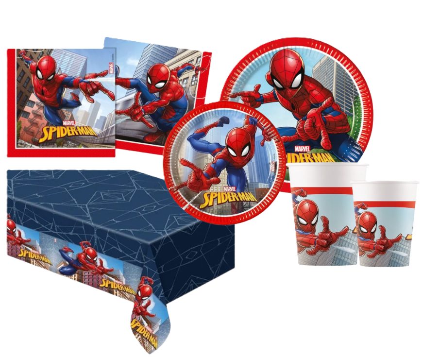 Kit Festa di compleanno a tema Spiderman, da tavola (8 piatti 23cm, 8 piatti 20c