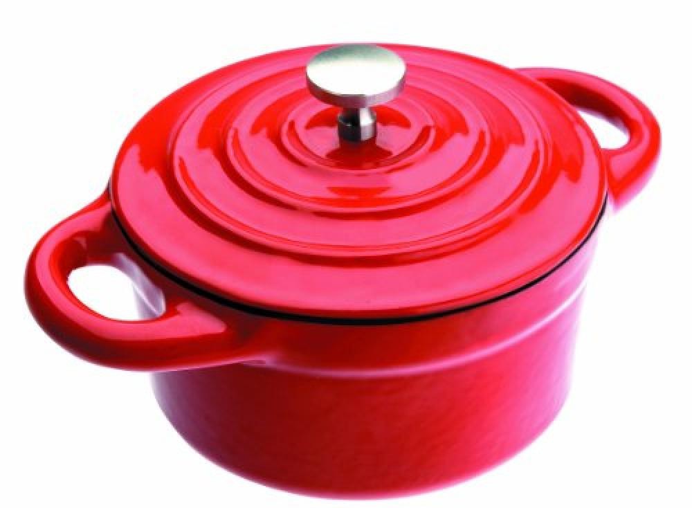 (TG. 10 x 10 x 4.5 cm) IBILI 725910R - Mini cocotte Rotonda, in ghisa Smaltata,