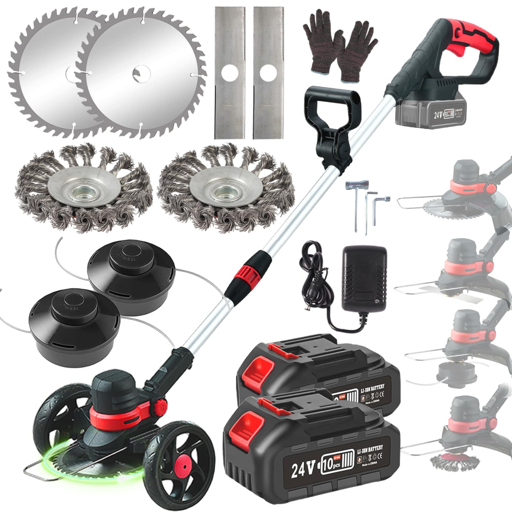 Decespugliatore a Batteria con Spazzola, 24V Decespugliatore Multifunzione 4 in