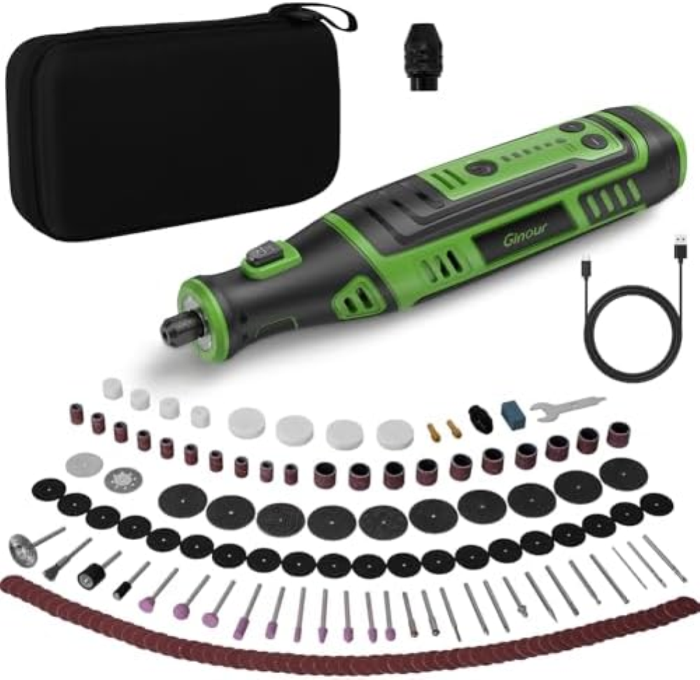 Ginour Mini Trapano Elettrico, 8V 2.0Ah Utensile Rotante Multifunzione Con luce