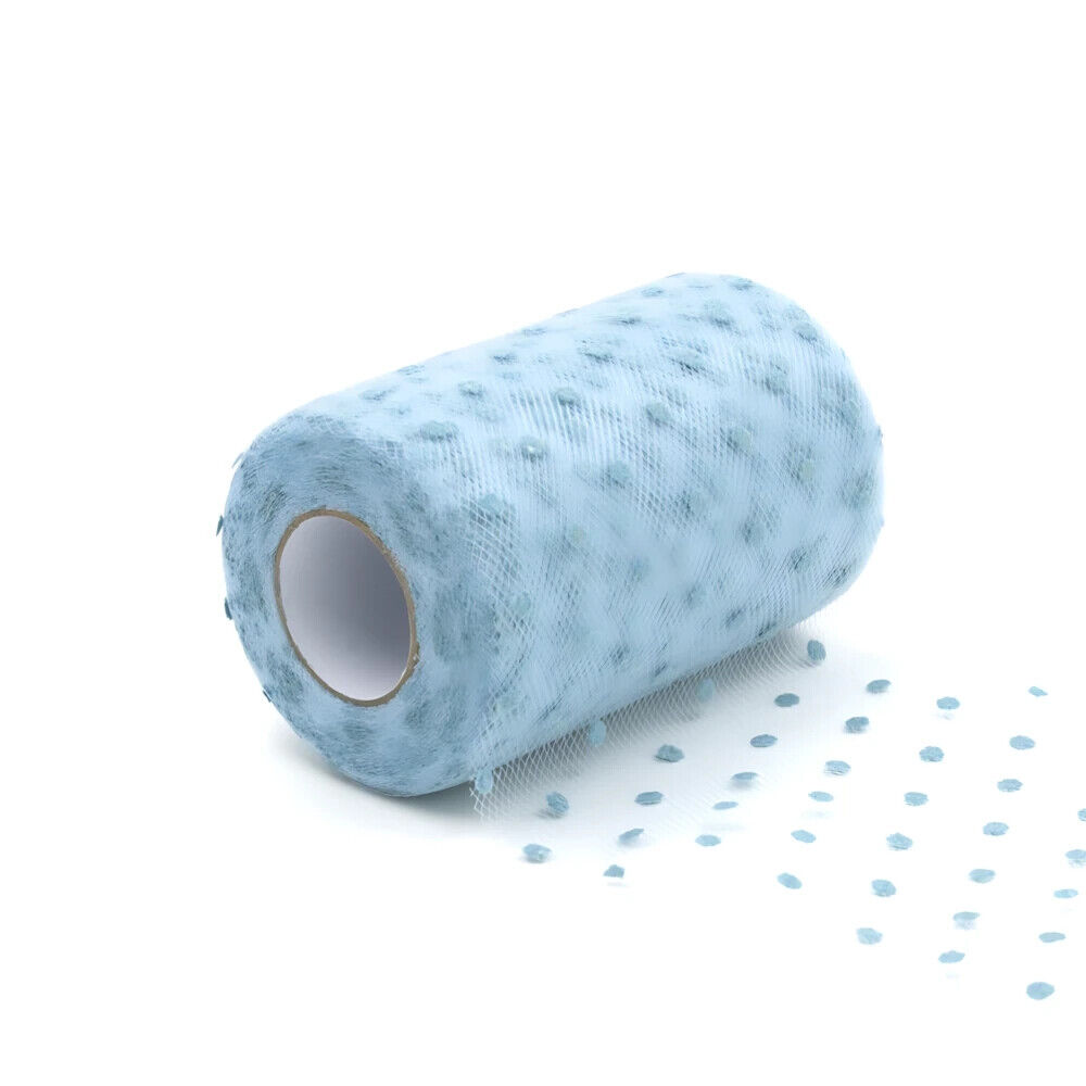 Tulle Pois 12,5Cm x 25mt azzurro, 1pz.