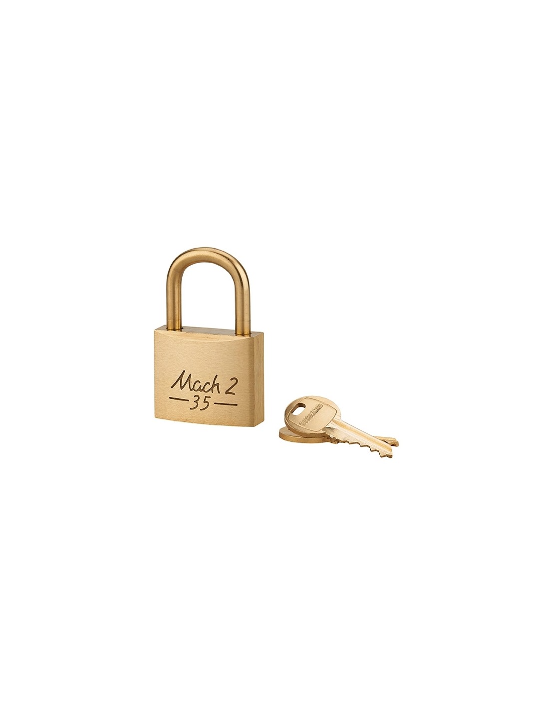 Lucchetto Mach 2 35mm arco e corpo in ottone massiccio lucido,2 chiavi in ottone