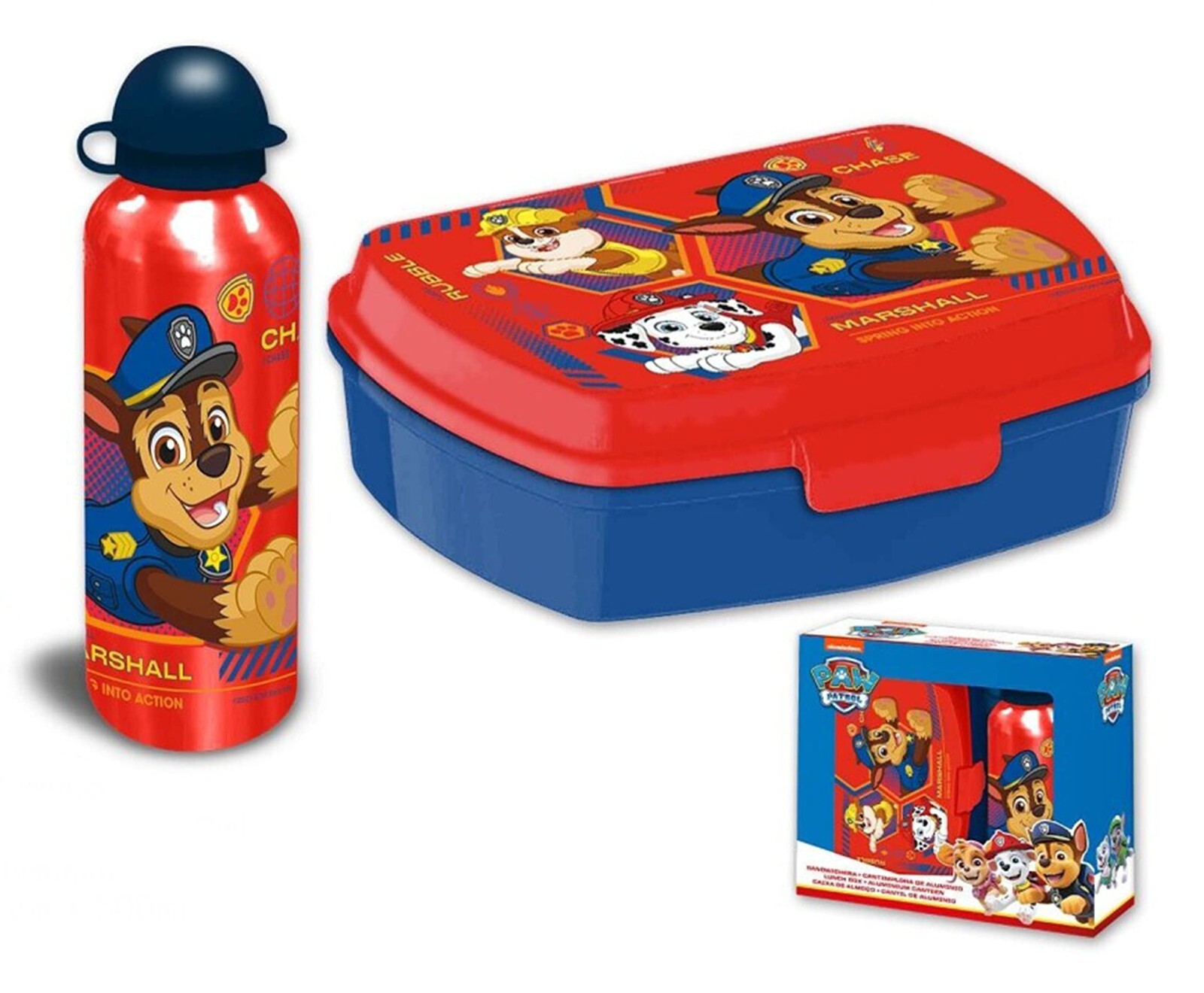 Set pranzo 2 pezzi Paw Patrol ufficiale borraccia 500ml e portapranzo