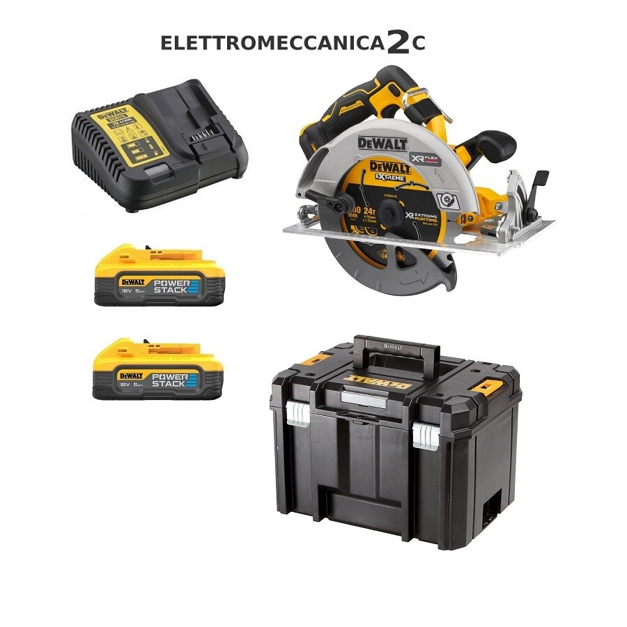 DEWALT DCS573H2T-QW sega circolare 18v 2 batterie 5ah powerstack 184mm tstak