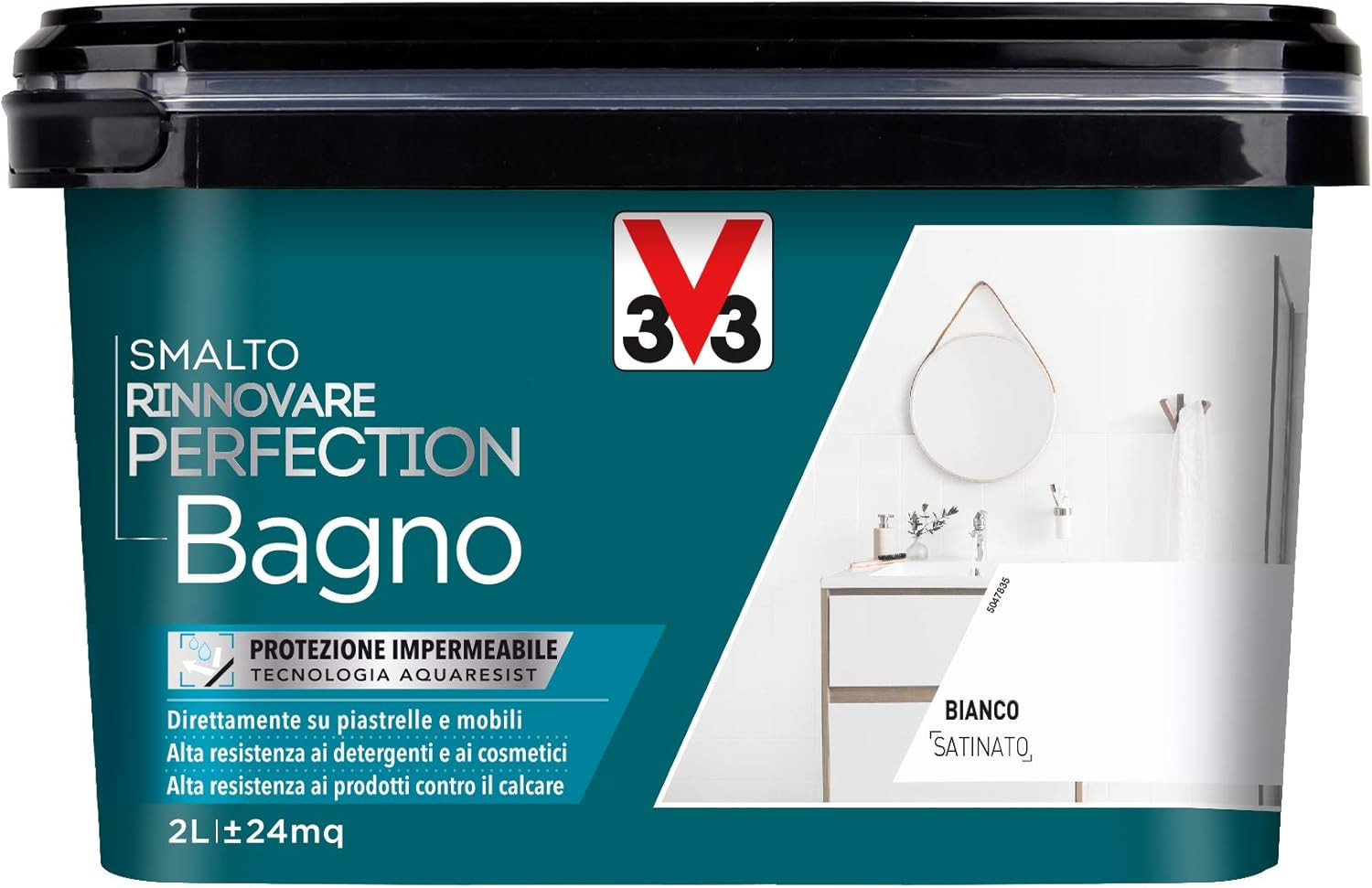 SMALTO ACQUA v33 RINNOVATORE SUPERFICIE BAGNO BIANCO SATINATO 2 LT (02145)