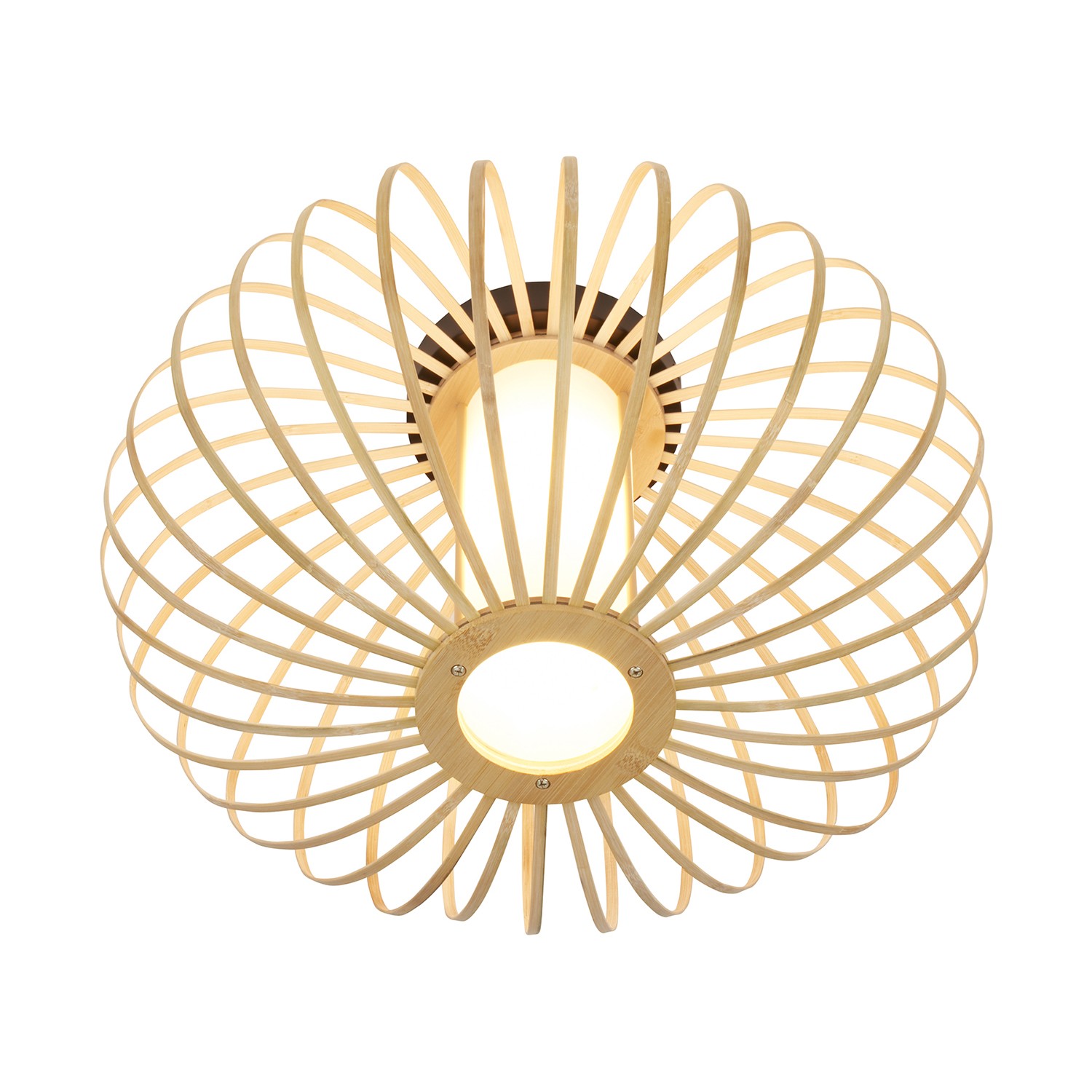 Plafoniera Nordico Bambo Metallo Nero 1 Luce E27